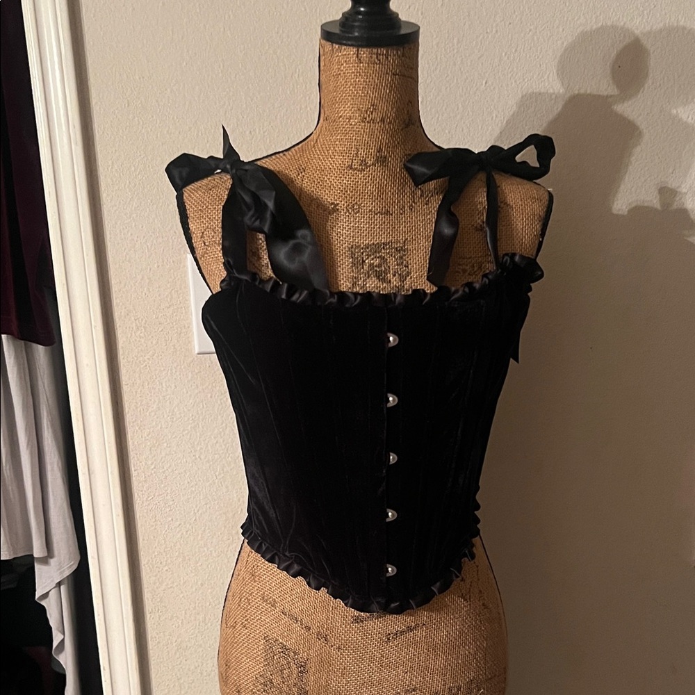 S. the Widow Black Velvet Corset Top